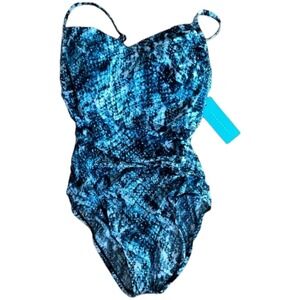 Aqua Green Swimwear One Piece Swimsuit Size Medium Adjustable Spaghetti Strap